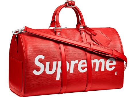 louis vuitton x supreme keepall bandouliere epi 45 red